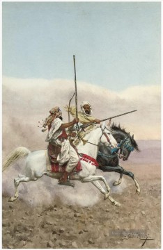  Arabien Kunst - Giulio Rosati Zwei Arabien Pferdmen